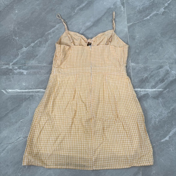 Women’s Lulus Music City Gingham Tie Front Spaghetti Strap Mini Dress Small - Picture 9 of 16